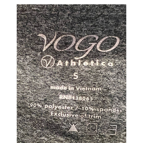 VOGO Athletica Cropped Size S Black Purple Gray 13" Waist x 21" Inseam x 9" Rise - Picture 3 of 3